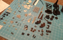 Tamiya Lunchbox screws and gears before building.